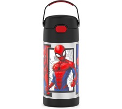 BÌNH NƯỚC GIỮ NHIỆT NGƯỜI NHỆN THERMOS FUNTAINER 12 Ounce Stainless Steel Vacuum Insulated Kids Straw Bottle, Spider-Man 12OZ
