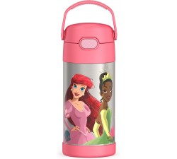 BÌNH NƯỚC GIỮ NHIỆT HỒNG CÔNG CHÚA  THERMOS FUNTAINER 12 Ounce Stainless Steel Vacuum Insulated Kids Straw Bottle, Princess