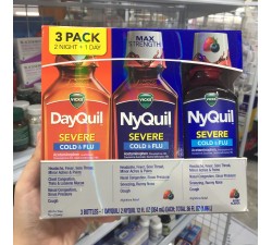 BỘ 3 CHAI GIẢM HO & CẢM CÚNG VICK NYQUIL SEVERVE 354ml x 3 - dạng lỏng