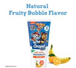 KEM ĐÁNH RĂNG CHO BÉ 3T Orajel Kids Paw Patrol Anti-Cavity Fluoride Toothpaste, Natural Fruity Bubble Flavor, 4.2oz Tube