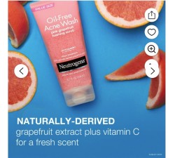 RỬA MẶT NEUTROGENA BƯỞI HỒNG 198ML - Neutrogena Oil-Free Pink Grapefruit Face Scrub, Salicylic Acid Acne Face Wash, 6.7 fl oz 