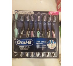 BỘ 8 CÂY BÀN CHẢI ĐÁNH RĂNG MỀM ORAL B CROSSACTION PRO ADVANCEDANTI-BACTERIAL BRISTLES TOOTHBRUSH 