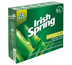 XÀ BÔNG CỤC TINH CHÂT NHA ĐAM IRISH SPRING - Irish Spring Aloe Vera Bar Soap - LỐC 12 CỤC x 104.8gram