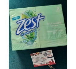 XÀ BÔNG CỤC ZEST MÙI NHA ĐAM và LÊ - Fresh Aloe & Pear Refreshing Bar Soap - LỐC 8 CỤC x 113gram