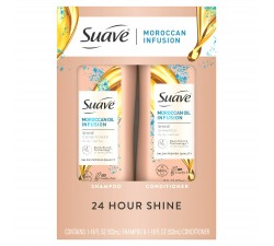 BỘ DẦU GỘI và XÃ CHO TÓC MÊM MƯỢT SUAVE PROFESSIONALS MOROCCAN OIL INFUSION SHINE SHAMPOO / CONDITIONER 532ML X 2