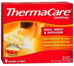 MIẾNG DÁN NHIỆT GIẢM ĐAU VAI GÁY THERMACARE - Thermacare Neck Wrist & Shoulder Pain Therapy Heatwraps - HỘP 3 MIẾNG